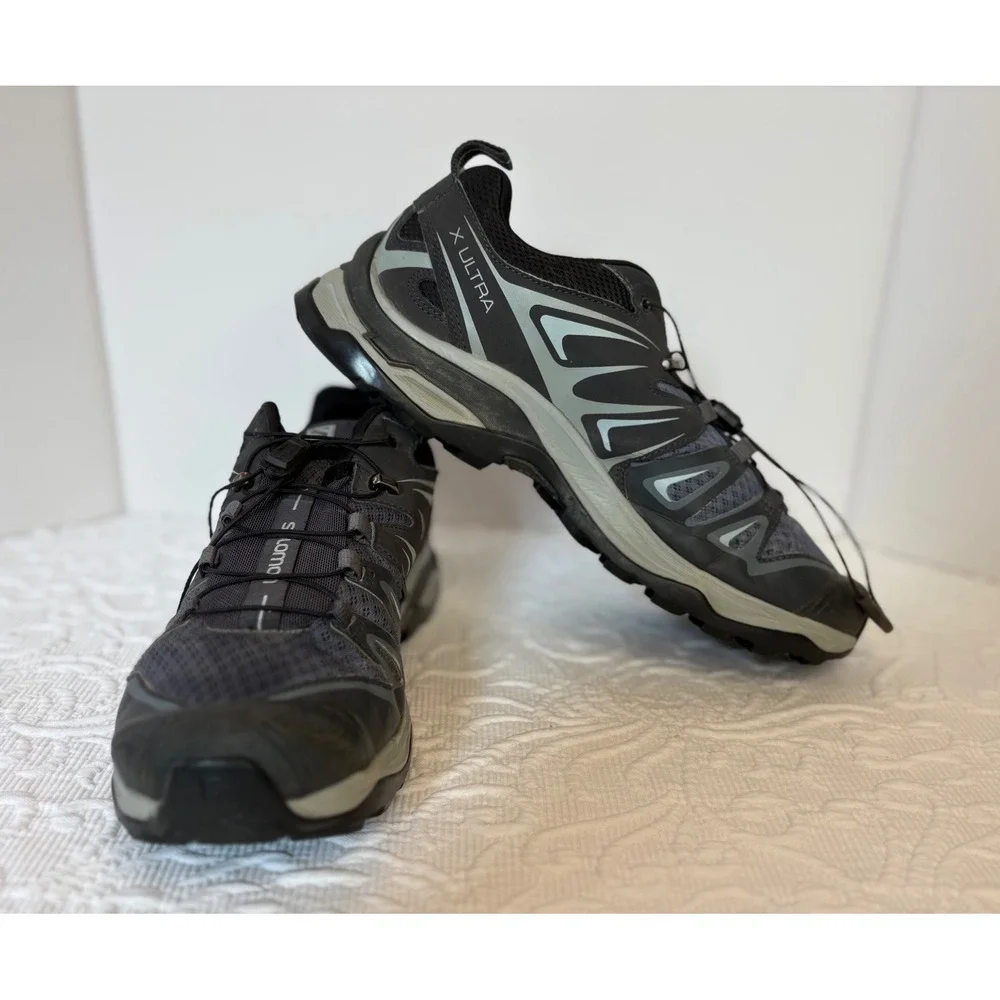 Salomon X Ultra Womens 9 Trail Running Shoes Gray Black Hiking Low Top 406644